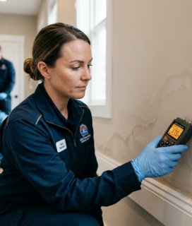 residential water damage moisture meter reading